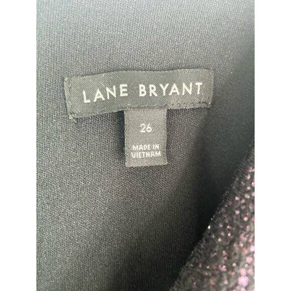 Lane Bryant Surplice Ombre Foil Dress Womens 26 Faux Wrap Elastic Waist Sparkle - Picture 5 of 12